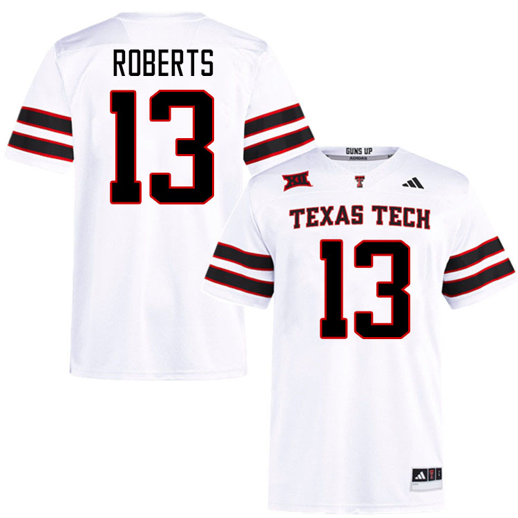 #13 Ben Roberts Texas Tech Red Raiders Jerseys College Football Uniforms Stitched-White